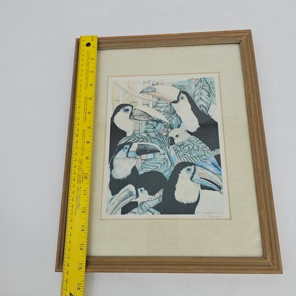 Joyce Kasprzyk Signed Art Print Toucans 7.5x9.5" - Custom Frame 15.25x12.25" - Picture 5 of 9